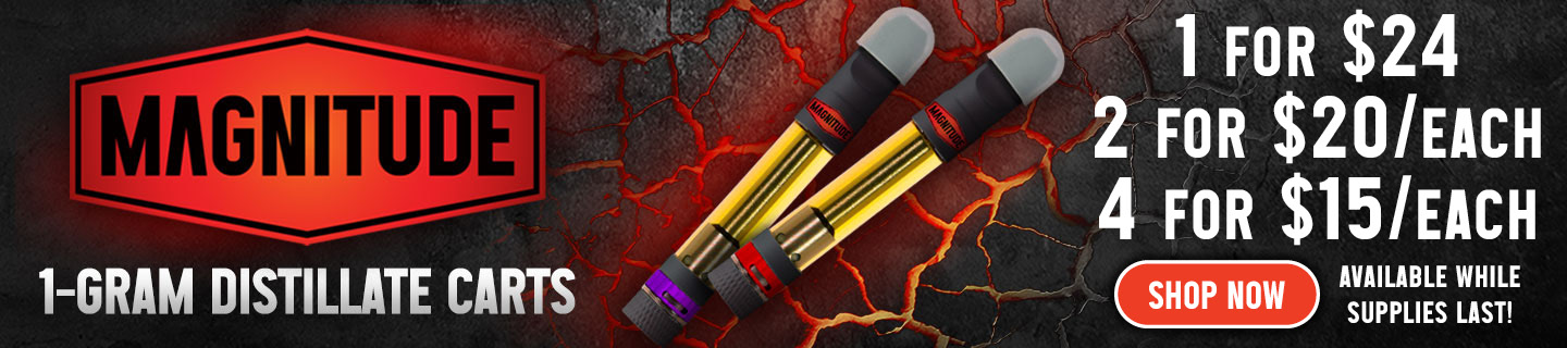 Magnitude 1 Gram distillate carts 1 for $24, 2+ for $20 each, 4 +for $15 each